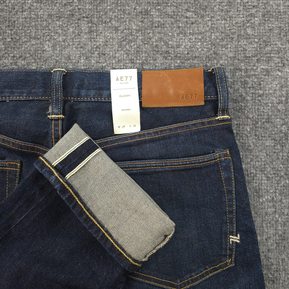 American Eagle Jeans Mens 29x31 Dark Wash Denim Classic Selvedge Button Fly NEW